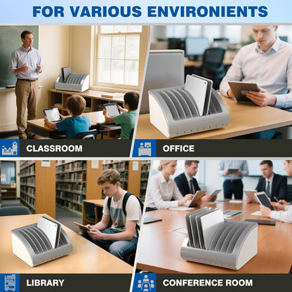 POCHAR 8-Device Universal Charging Station for Laptops & Chromebooks – Classroom Organization for iPads, Tablets & More, Ideal for Schools & Offices