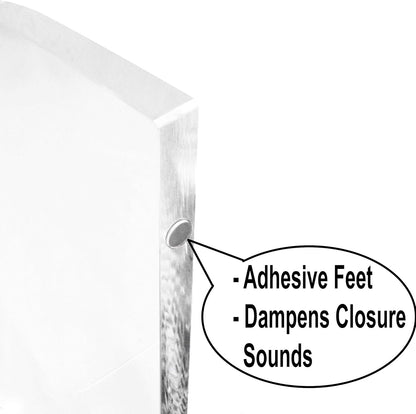 AMT Acrylic Laptop Monitor Stand & Computer Riser with Cat Keyboard Protector, Space-Saving Design, Extra Storage, Clear Shelf - Ideal for Monitors, Laptops, Printers, Desktop Decor