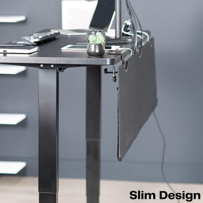 VIVO 48 Inch Clamp-on Privacy and Cable Management Organizer Sleeve, Wire Hider Kit Panel System, Desk Skirt, Black, DESK-SKIRT-48P
