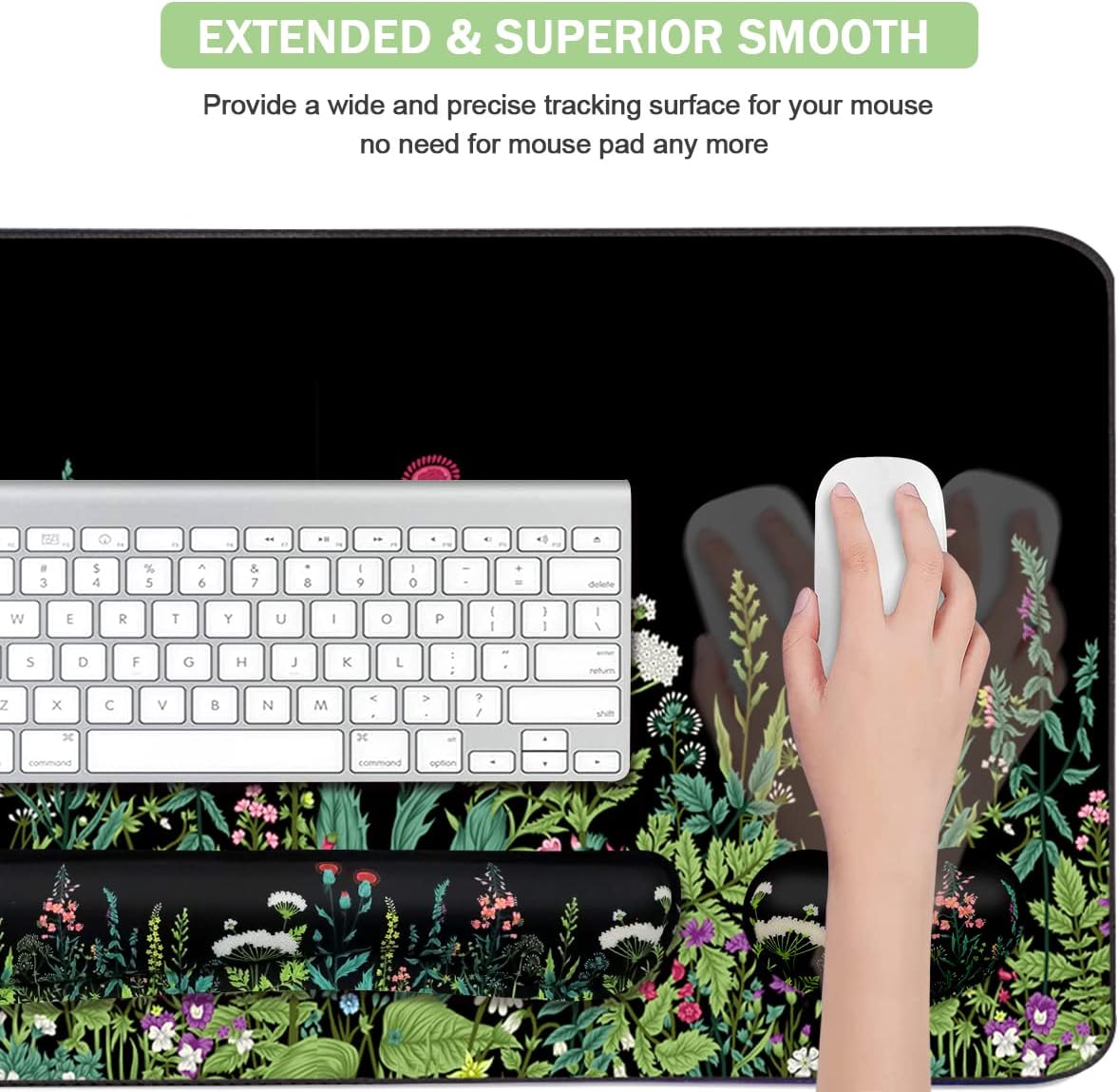4-in-1 Large Gaming Mouse Pad, Keyboard Wrist Rest Pad & Wrist Support Mousepad Set, Extended Desk Pad Waterproof Desk Mat for Home Office Study Game-Black