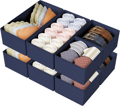 DIMJ Drawer Organizers Clothes, Dresser Organizer Bins for Baby Clothes,Underwear and Sock, Fabric Closet Organization and Storage Boxs, Drawer Dividers for Nursery, Clothing, Tie - 4 Pack, Beige