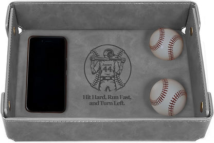 Engraved Leather Valet Tray for Men – Personalized Catchall with Custom Name for Desk, Dresser, Nightstand – Men's Organizer Tray for Keys, Wallet, Jewelry, Personalized Gift for Home, Office - Coffee