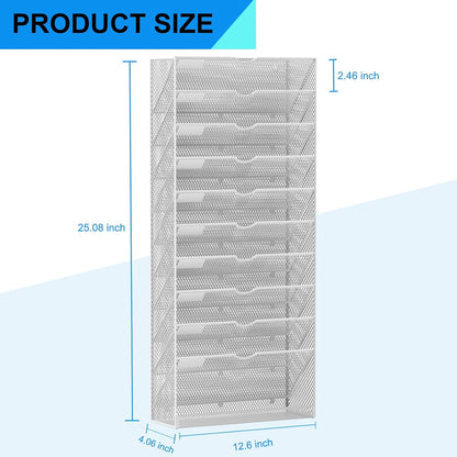 Wall File Organizer Holder Mesh Hanging Paper Document Holder,Vertical 6 Pocket Tier for Office Home, Black