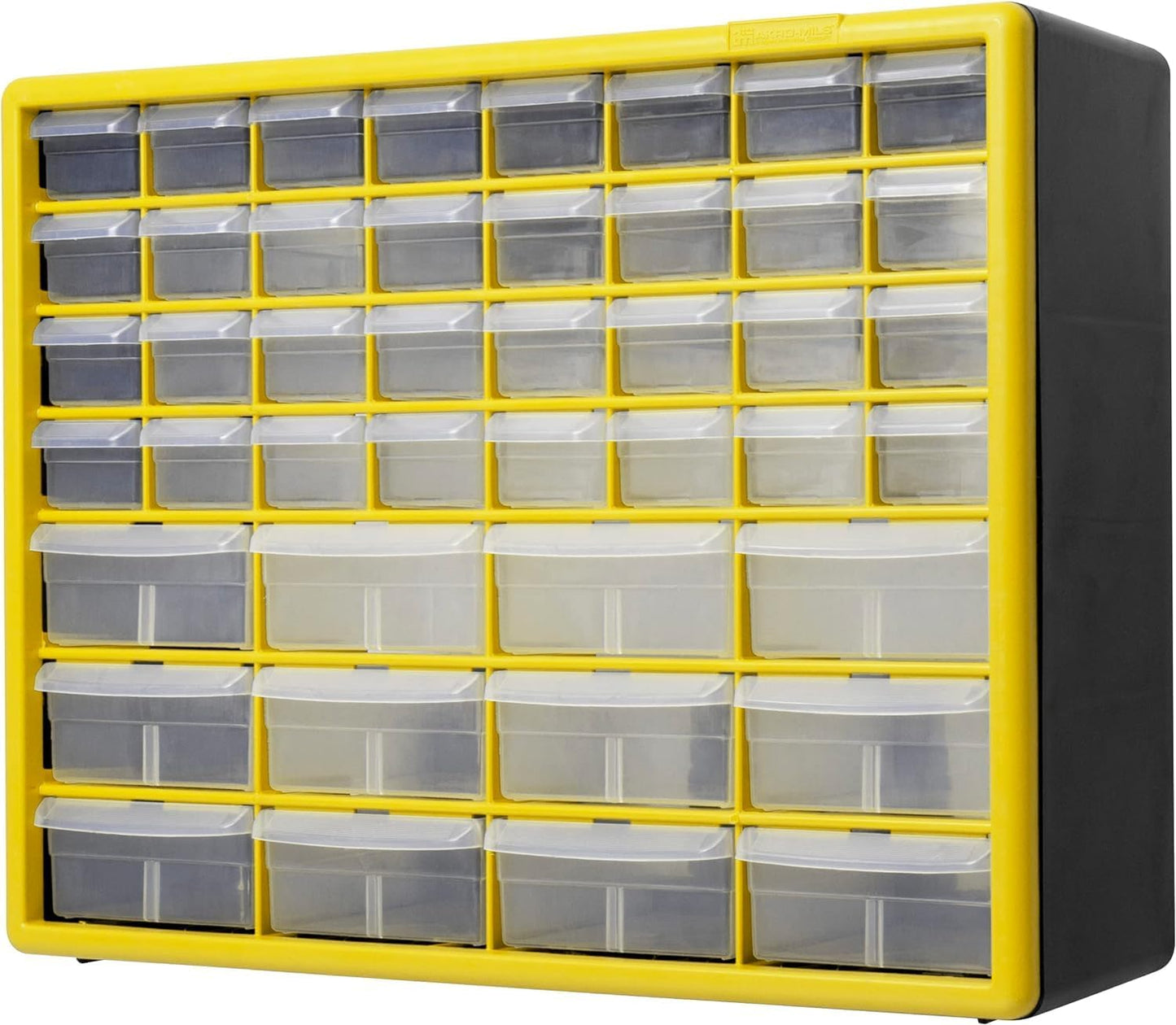 Akro-Mils 24-Drawer Plastic Drawer Storage Cabinet for Garage Organization, Bead Organizer, Building Bricks Storage, Teacher Toolbox, Makeup Organizer, 20" W x 6" D x 16" H, 10124 Black