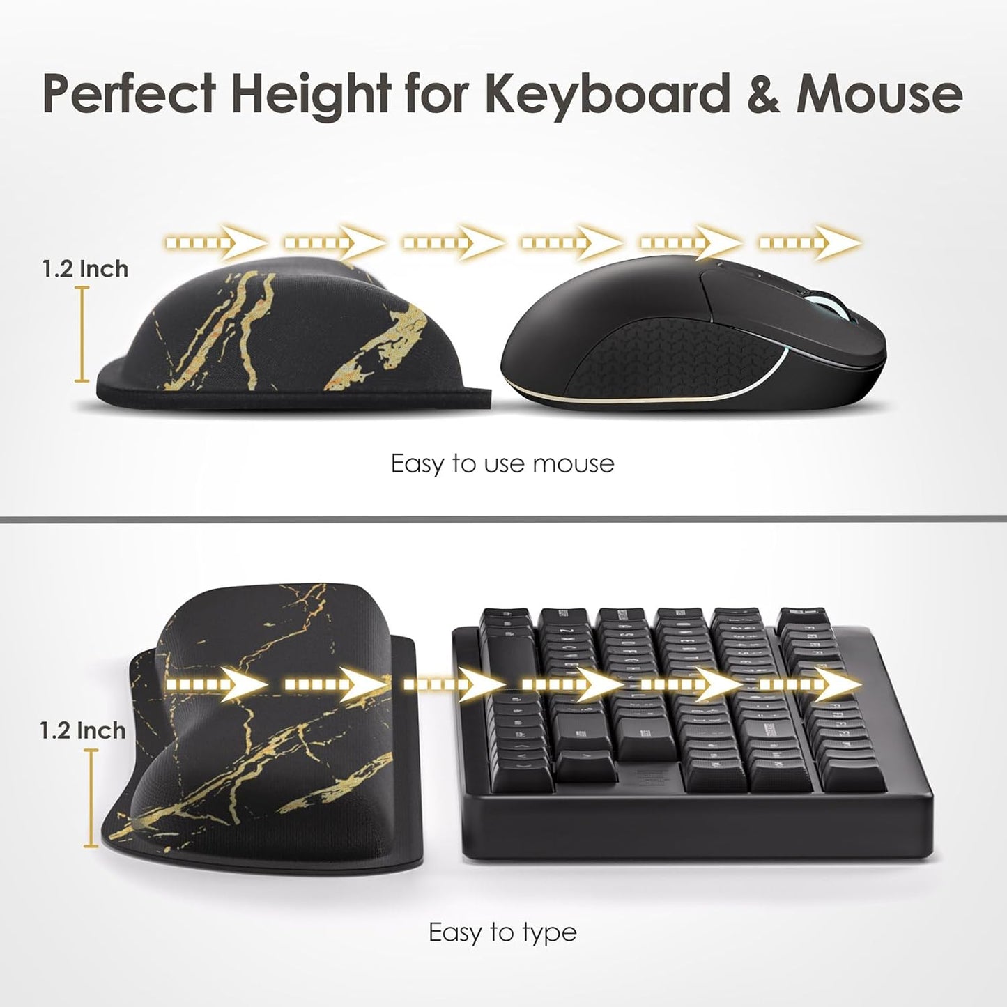 Gimars Upgrade Enlarge Silky and Superfine Fabric Gel Memory Foam Keyboard Wrist Rest Set, Ergonomic Keyboard Mouse Wrist Support for Typing Pain Relief, Comfort for Office, Gaming, Computer