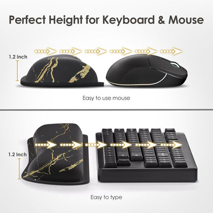Gimars Upgrade Enlarge Silky and Superfine Fabric Gel Memory Foam Keyboard Wrist Rest Set, Ergonomic Keyboard Mouse Wrist Support for Typing Pain Relief, Comfort for Office, Gaming, Computer