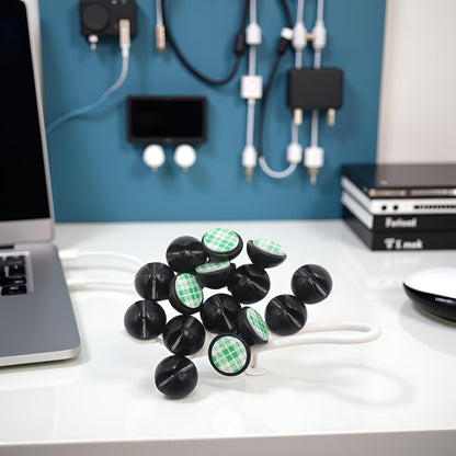 10 Pieces Black Self-Adhesive Cable Management Clip Organizer Cord Sticky Silicone Cable Holder Clips, Cable Straps Cord Management