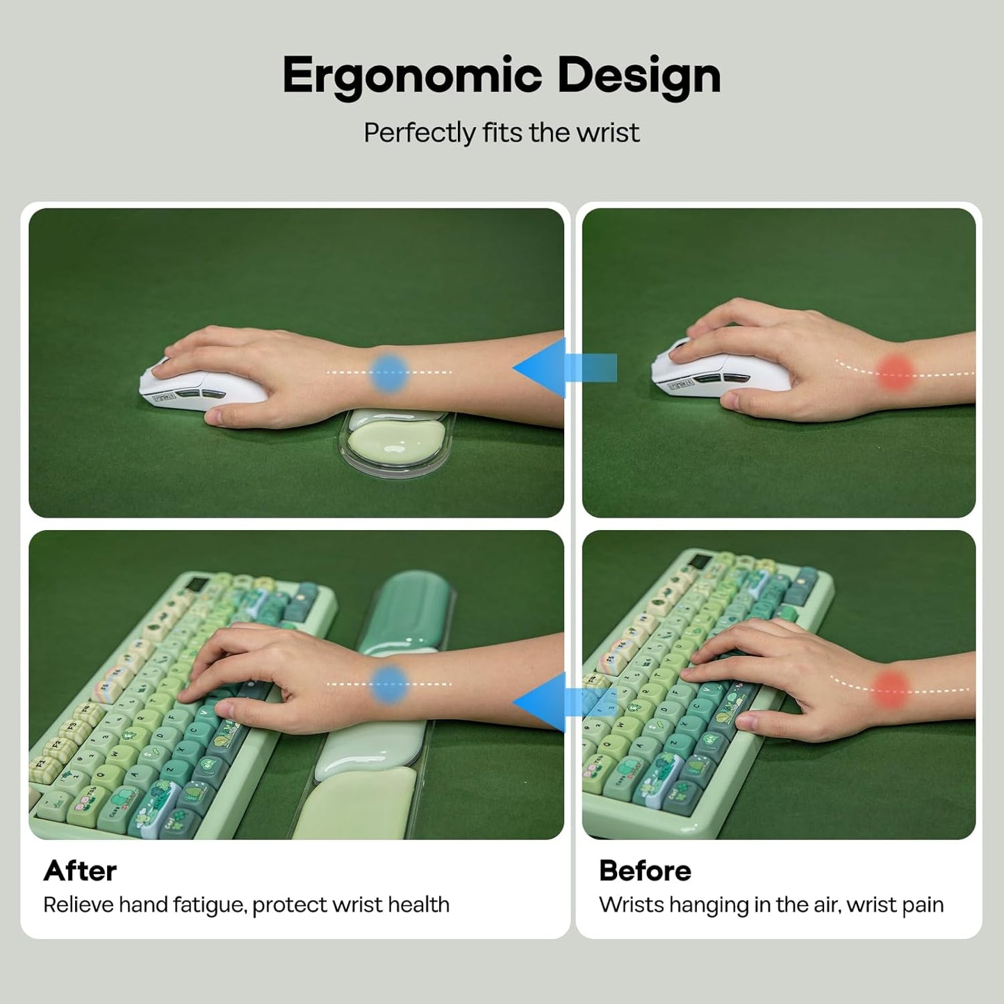 EPOMAKER CloudGel Wrist Rest for Keyboard and Mouse, 2 Pieces Silicone Wrist Support, Anti-Slip Rubber Bottom, Ergonomic Design, Suitable for Office/Computer/Laptop/Gaming (Pink)