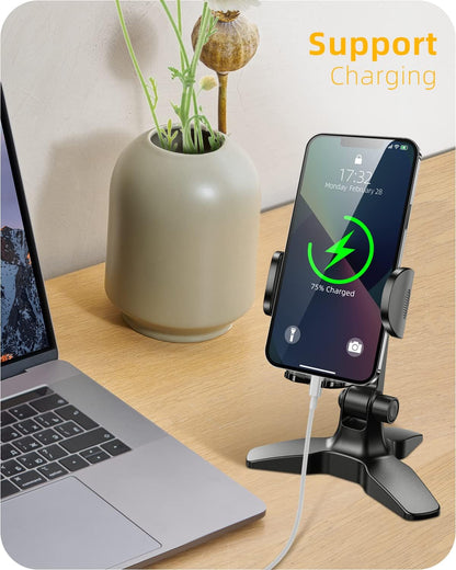APPS2Car Heavy Duty Phone Stand - Adjustable Desktop Holder for Video Calls, Compatible with 4.7-6.8" Smartphones & Thick Cases, Perfect for Home Office