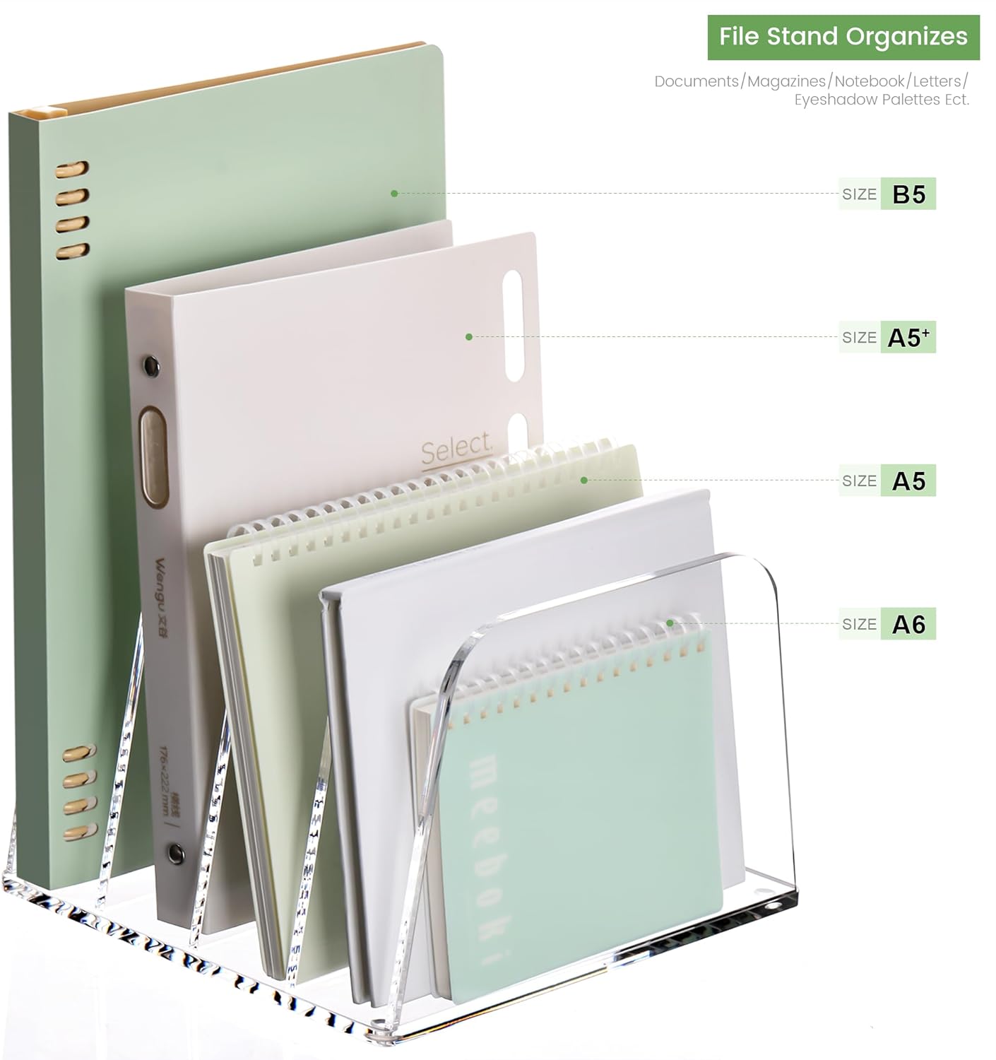 YUXUN Desk File Organizer,5-Section Vertical Clear Acrylic Desk Organizer File Holder Mail Sorter Office Organization for Office Home &Classroom（B5）
