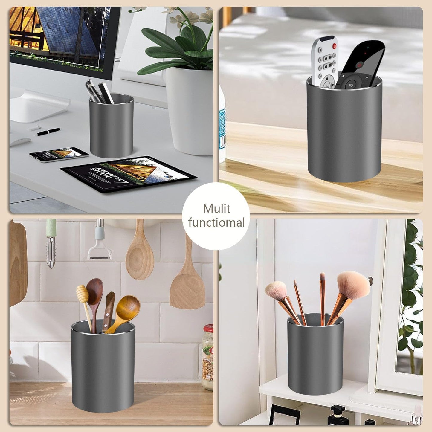 Pen holder, aluminum alloy waterproof pen holder, desktop simple and modern minimalist, multifunctional office supplies for families, kids and schools (blue)