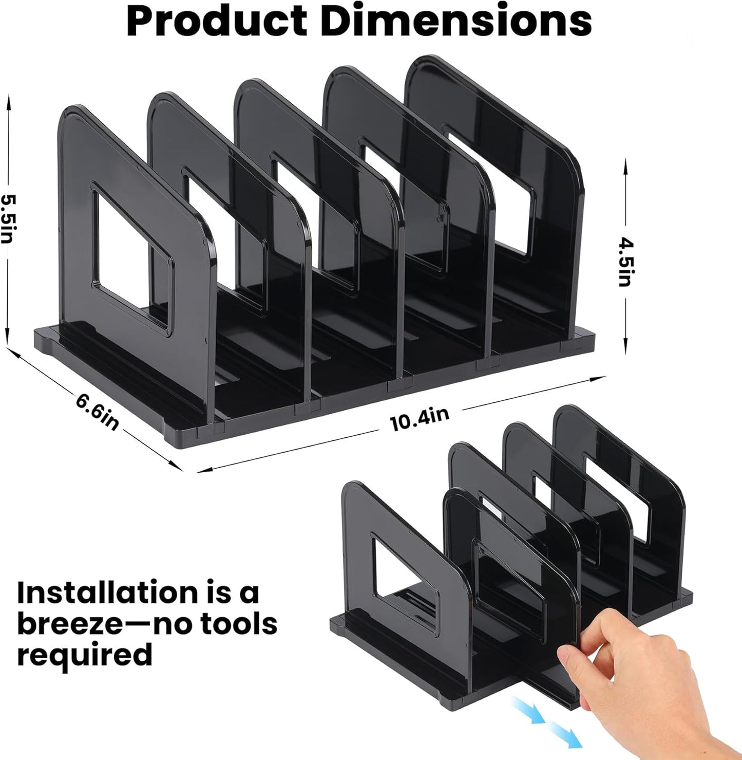 LALOBLUE File Organizer, Acrylic File Folder Organizer File Sorter, Plastic Vertical Book Dividers for Magazine Mail Letter Paper, Desktop Organizers for Office, Classroom & Home(4 Sections, 2 Pack)