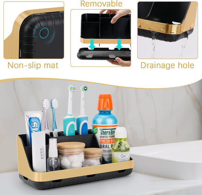 GFWARE Bathroom Organizers and Storage - Detachable 7 Slots Kids Electric Toothbrush and Toothpaste Holde Drainage for Bathroom Accessories Organization Counter Vanity Storage