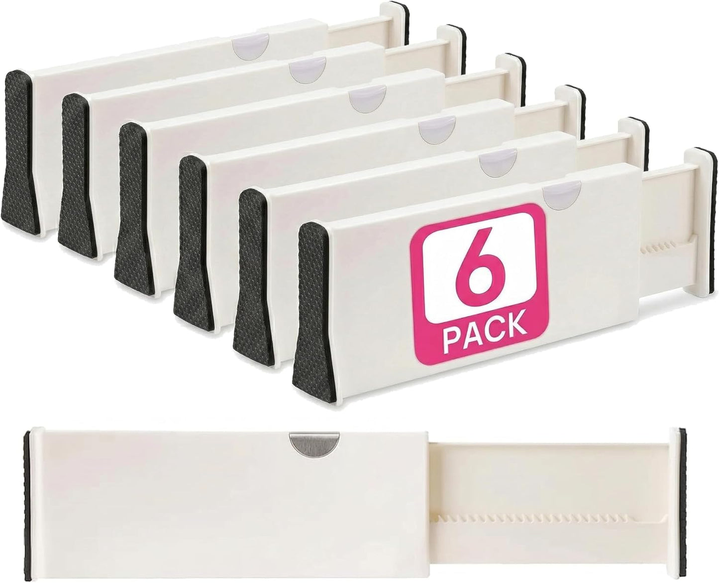 4 Adjustable Drawer Dividers, Organize Silverware and Utensils in Home Kitchen, Divider for Clothes in Bedroom Dresser, Designed to Not Snag Underwear and Bra Fabrics, Bathroom Storage Organizers