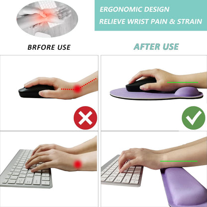 Keyboard Wrist Rest Pad Mouse Pad with Wrist Support Set of 3, Mousepad with Non-Slip Rubber Base, Ergonomic Memory Foam Mouse Wrist Cushion Support for Home Office Laptop Computer, Flower Black