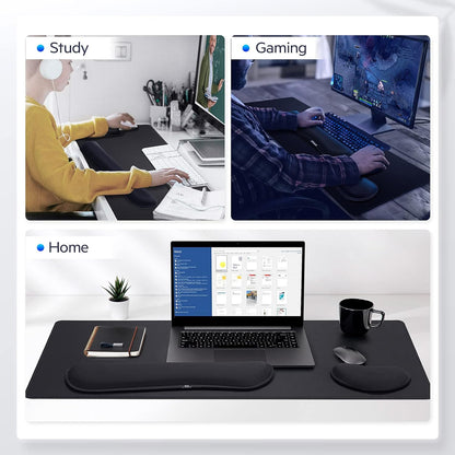 Gimars Upgrade Enlarge Silky and Superfine Fabric Gel Memory Foam Keyboard Wrist Rest Set, Ergonomic Keyboard Mouse Wrist Support for Typing Pain Relief, Comfort for Office, Gaming, Computer
