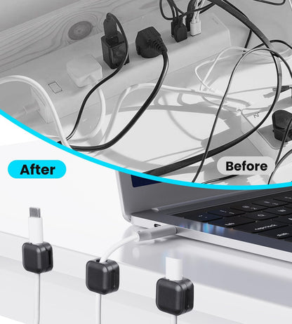 aceyoon 12 Pack Cable Clips, Strong Magnetic Cord Organizer Adhesive Cord Holder for Desk, Wire Holders for Cords for Nightstand/Home/Office/Car/Cubicle/Phone Charger/Computer