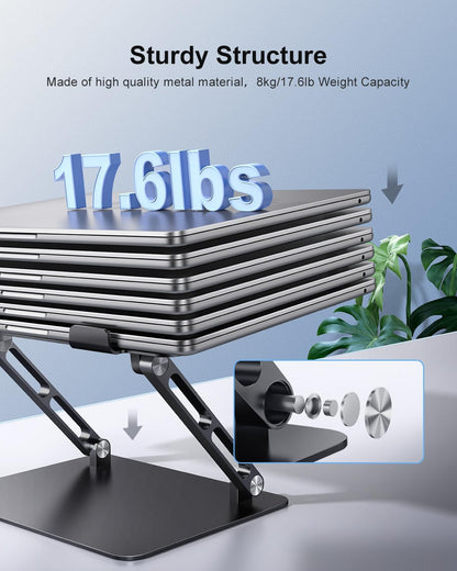 Adjustable Laptop Stand Ergonomic Computer Riser Aluminum Laptop Stand for Desk Portable Notebook Stand Laptop Riser Holder Compatible with 10-17.3’’ Laptops Tablets,Silver