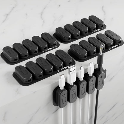 CHARGEWORX Pack of 5 Magnetic Cable Clips, Adhesive Cord Organizer for Desk, Nightstand, Wall or Car, Wire Holder for USB-C, Lightning and Micro-USB Cables