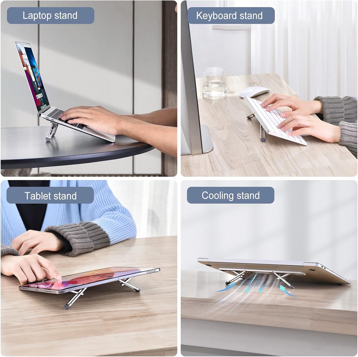 Laptop Stand for Desk,Laptop Cooling Stand,Keyboard Riser, Ergonomic Laptops Elevator for Desk, Laptop Riser Compatible with MacBook Air Pro, with Dell, with HP, More 10-15.6” Laptops