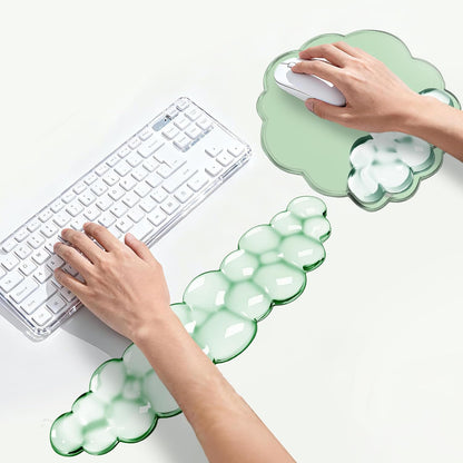 Keyboard Wrist Rest Set — Ergonomic Cloud Gel Wrist Rest Keyboard and Mouse Pad, Non-Slip Desk Accessories for Office and Home（White）