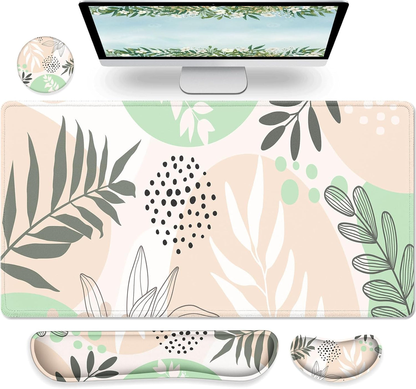 Gimars Upgrade Enlarge Silky and Superfine Fabric Gel Memory Foam Keyboard Wrist Rest Set, Ergonomic Keyboard Mouse Wrist Support for Typing Pain Relief, Comfort for Office, Gaming, Computer