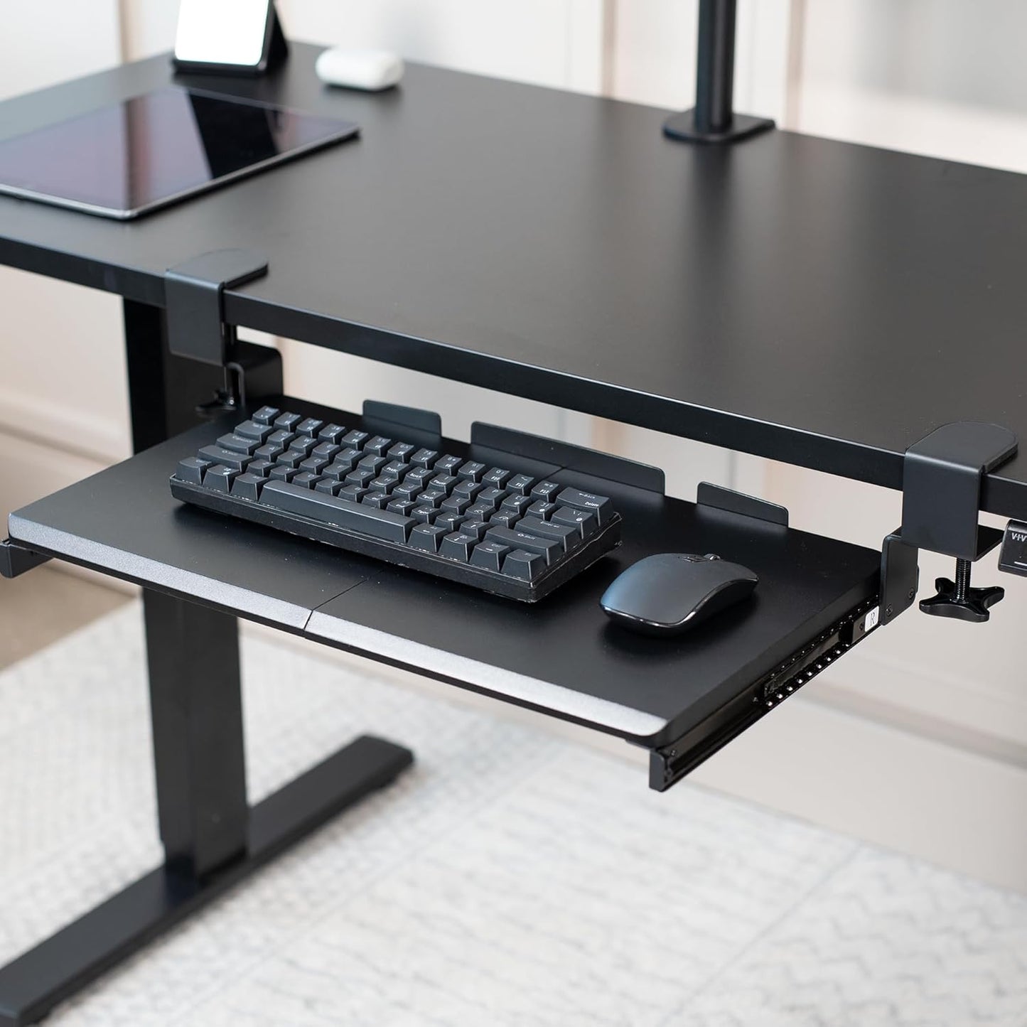 VIVO Large Clamp-on Computer Keyboard and Mouse Under Desk Slider Tray, 27 x 11 inch Pull Out Platform Drawer, White, MOUNT-KB05W
