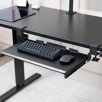 VIVO Large Clamp-on Computer Keyboard and Mouse Under Desk Slider Tray, 27 x 11 inch Pull Out Platform Drawer, White, MOUNT-KB05W