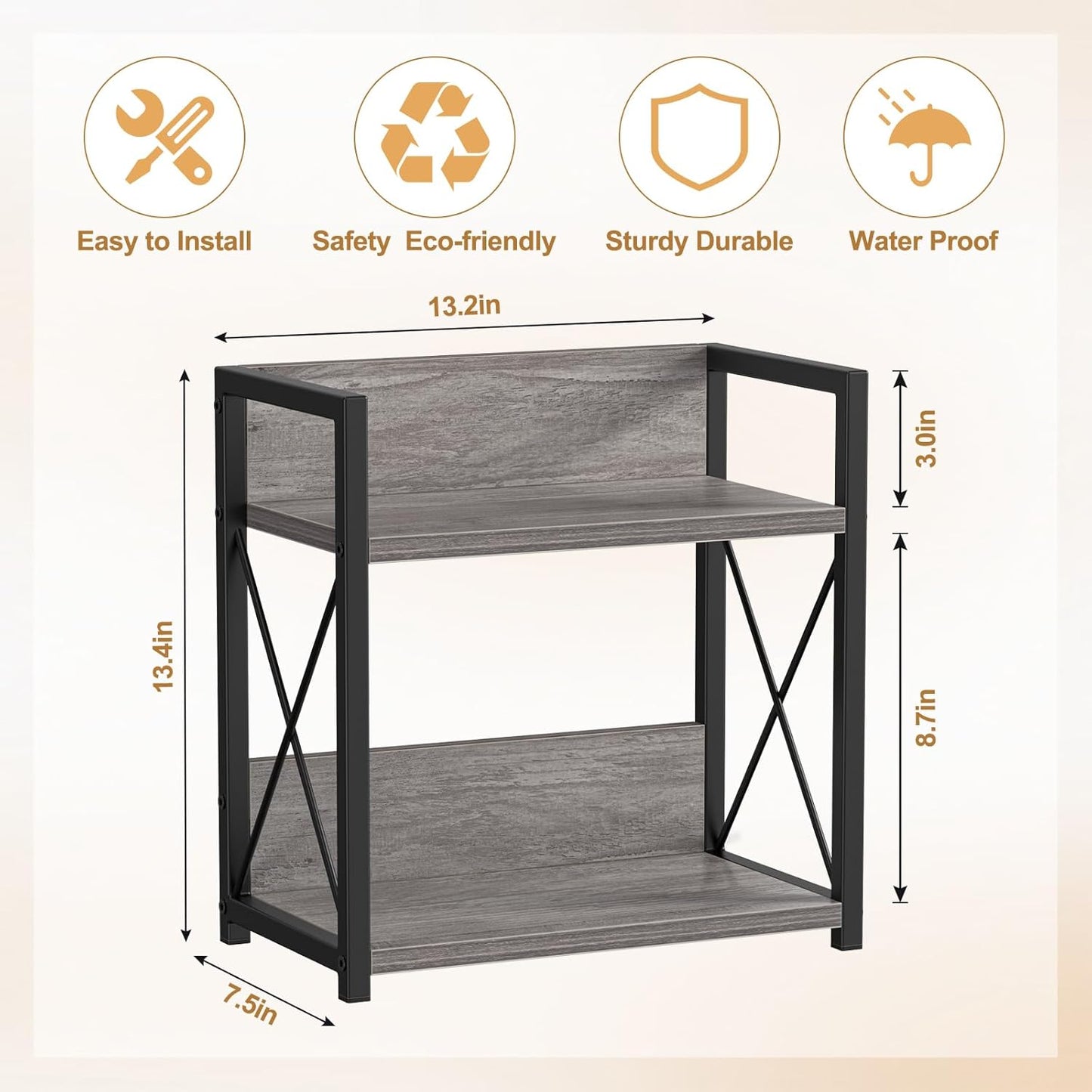 Giikin Countertop Shelf Organizer, 2 Tier Kitchen Spice Rack Organizer for Countertop, Wood Coffee Counter Shelf Organizer for Home (Bamboo, S)