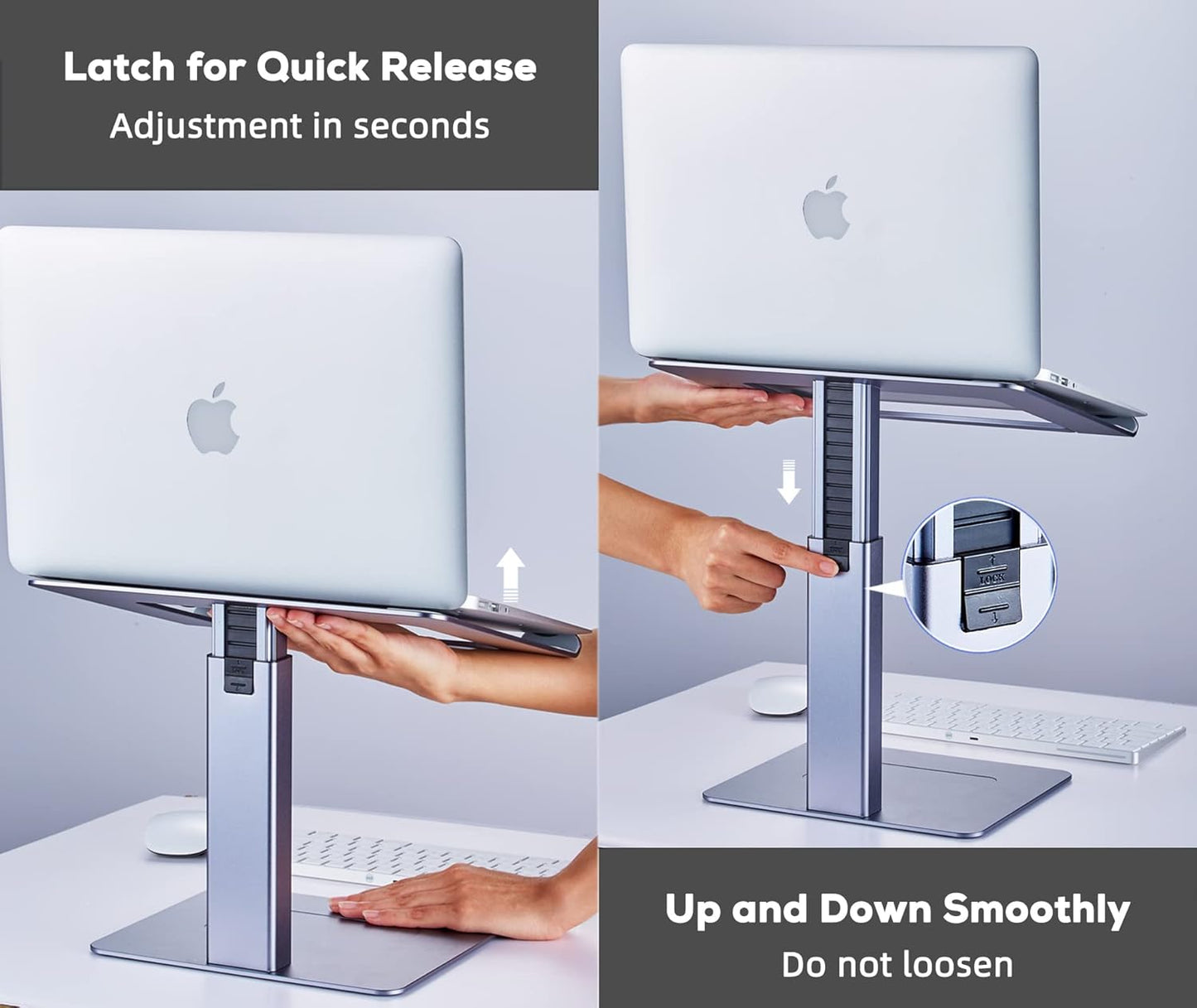 Laptop Stand for Desk, Ergonomic Aluminum Laptop Stand Adjustable Height from 7-15", Sitting and Standing Laptop Riser for 10-17" Notebook