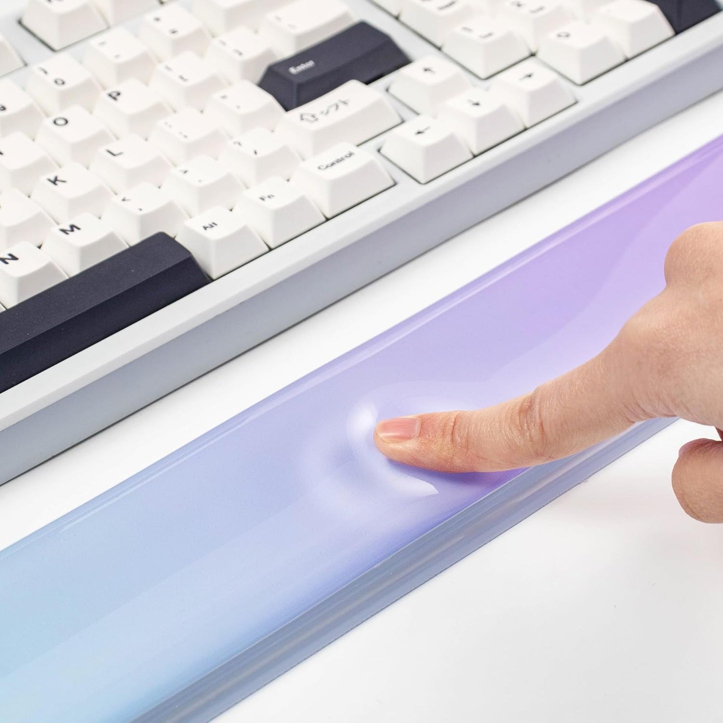Gel Keyboard and Mouse Wrist Rest Set –Blue Purple Clear Wrist Rest for Computer Keyboard 60%/68%/75%, Comfort & Support for Typing and Gaming