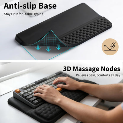 Wrist Rest with Keyboard Stand, Computer Wrist Support Pad, Ergonomic Keyboard Riser Hand Rest Soft Memory Foam Cushion Holder Gaming Typing Desk Accessories for Office Home School（Black）