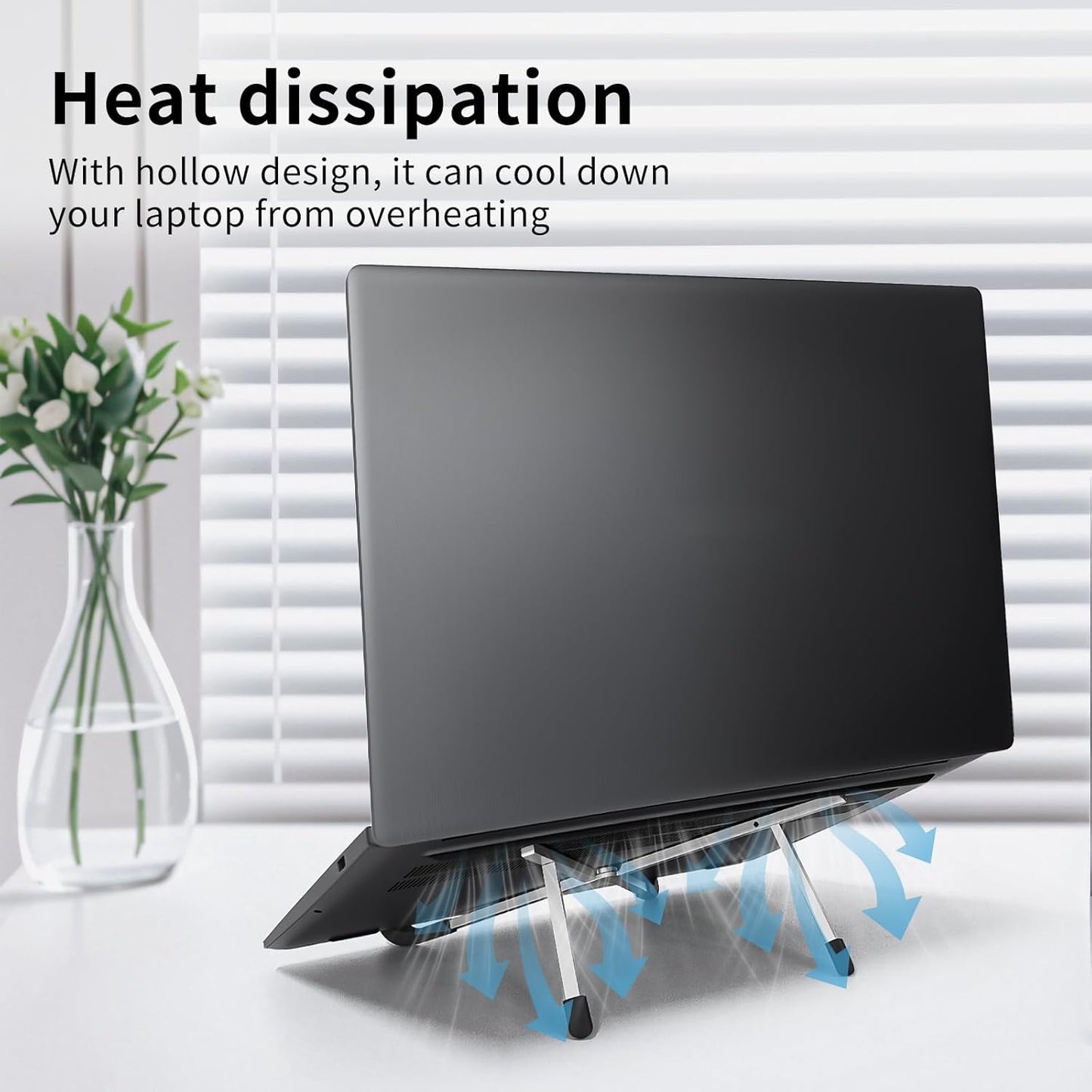 Protable Laptop Stand for Desk,Foldable Laptop Riser Holder,Ventilated Cooling Notebook Mount Computer Stand for 10-15.6” Laptops,Tablets，Aluminum