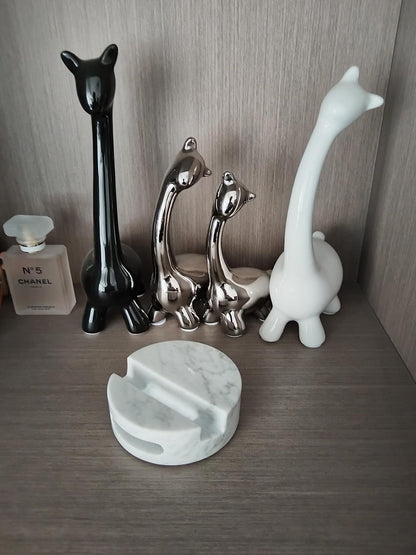 fashciaga Luxurious Marble Cell Phone Stand Holder for Cellphone Tablet On Desk, Countertop, Table, Nightstand. Heavy Real Stone Mobile Phone Stands (Solid)
