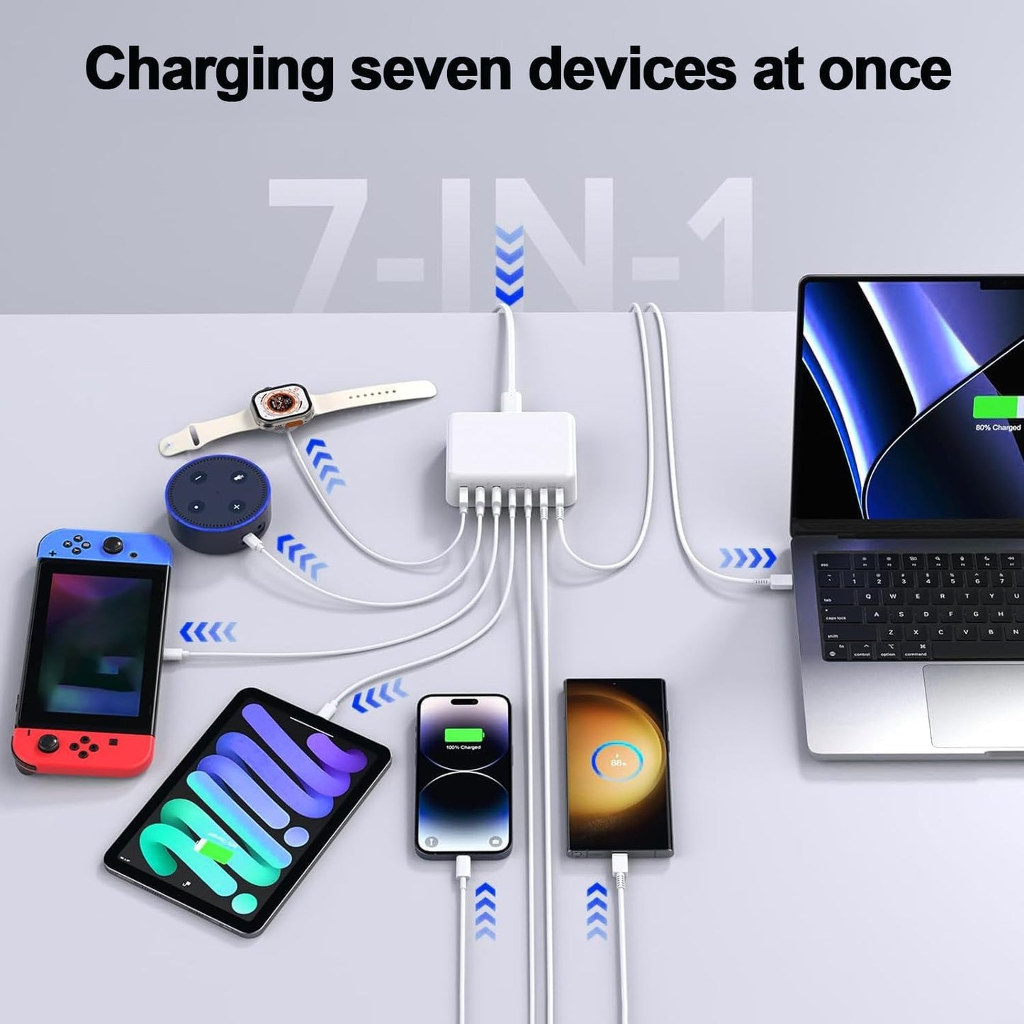 USB Charging Station 50w10A 12 Ports Multiple Charging Block, USB C Strip for iPhone 13/14/15/16/17/Smartphone/Tablet/Watch/Headphones and Multiple Charger Plug