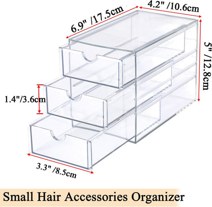 Hipiwe 3 Drawers Acrylic Drawer Organizer Clear Desktop Organizer for Hair Accessories Jewelry Stationery Office Supplies Acrylic Drawer Storage Box for Vanity Bathroom Closet