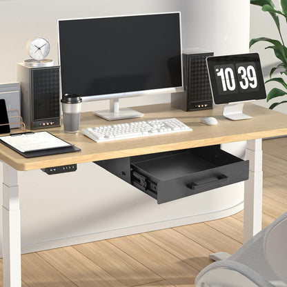 Under Desk Shelf,Under Desk Drawer Slide Out,Metal Under Table Drawer, Black（12inch）