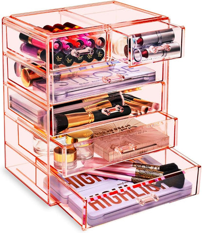 Sorbus Acrylic Makeup Organizer Set, 6-Drawer Vanity & Countertop Cosmetic Storage with Small & Wide Drawers, Clear Makeup Storage for Brushes, Lipsticks, Jewelry – Holiday Gift for Women & Teens
