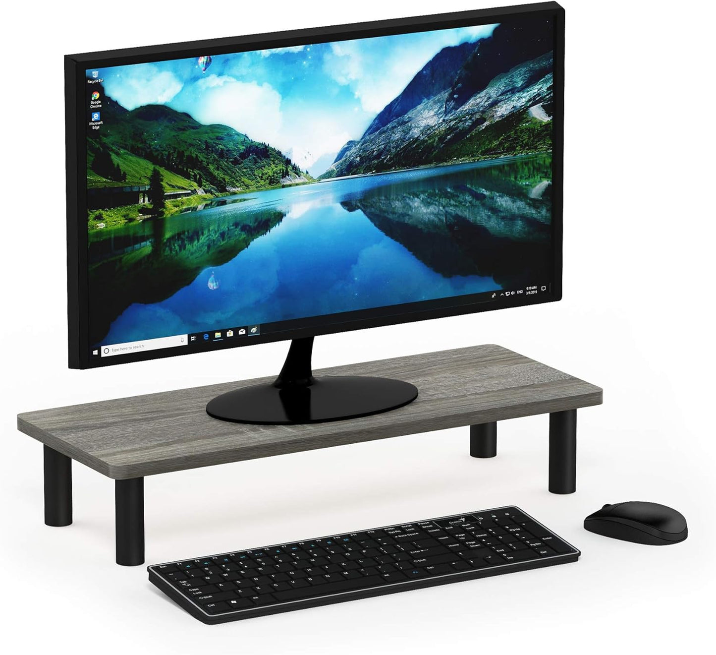 Furinno Turn-N-Tube Corner Monitor Riser Stand with Stainless Steel Tubes, Americano