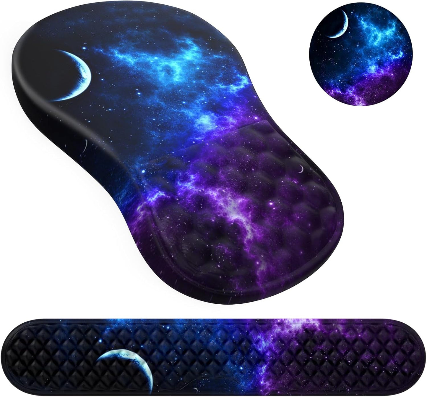 HAOCOO Keyboard Wrist Rest, Ergonomic Mouse Pad with Wrist Rest, 3 in 1 Keyboard and Mouse pad with Coaster Set, Memory Foam Wrist Support, Non-Slip PU Base for Home Office, Rose Gold Pink