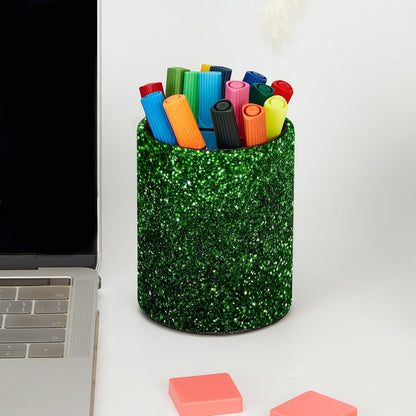 Leather Pen Holder for Desk, Love Cherry Pencil Organizer Pencil Cup Desk Decor Makeup Brush Holder Multifunctional Office Supplies for Home,Office, School