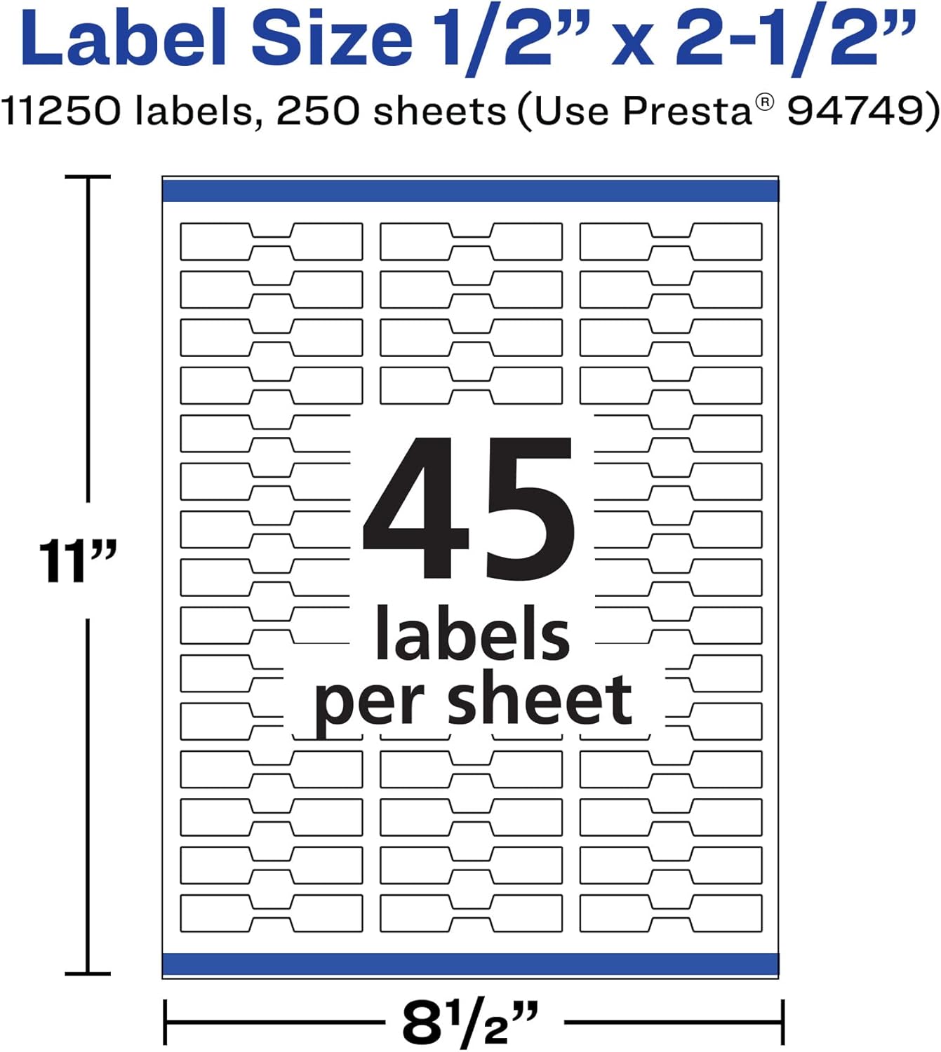 Avery Matte White Barbell Labels, Sure Feed Technology, 0.5" x 2.5", 1,125 White Labels, Permanent Adhesive, Laser/Inkjet Printable