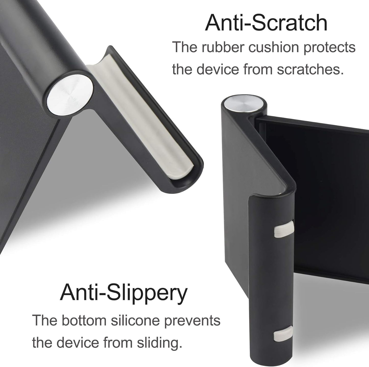 Mobile Phone Holder, Phone Stand Desk Desktop Mobile Holder Adjustable Foldable Portable Video Call Mount (1PH -Black)