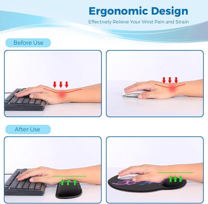 Mouse Pad and Keyboard Wrist Rest Support, with Non-Slip PU Base,Gel Mouse Pad with Coaster,Pain Relief for Gaming, Computer,Office -Beach