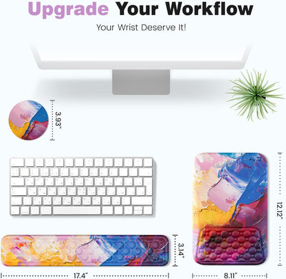 Ospelelf Mouse Pad with Wrist Rest and Keyboard Wrist Rest, Ergonomic Wrist Rest for Computer, Office, Gaming, Pink