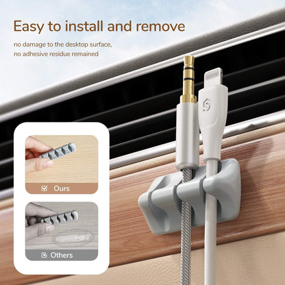 Syncwire Clear Cable Clips - Cord Holders - Self Adhesive Cable Management Organizer - Home, Office, Cubicle, Car, Nightstand, Desk Accessories - Gift Ideas Men, Women, Dad, Mom (5 Packs/15 Slots)