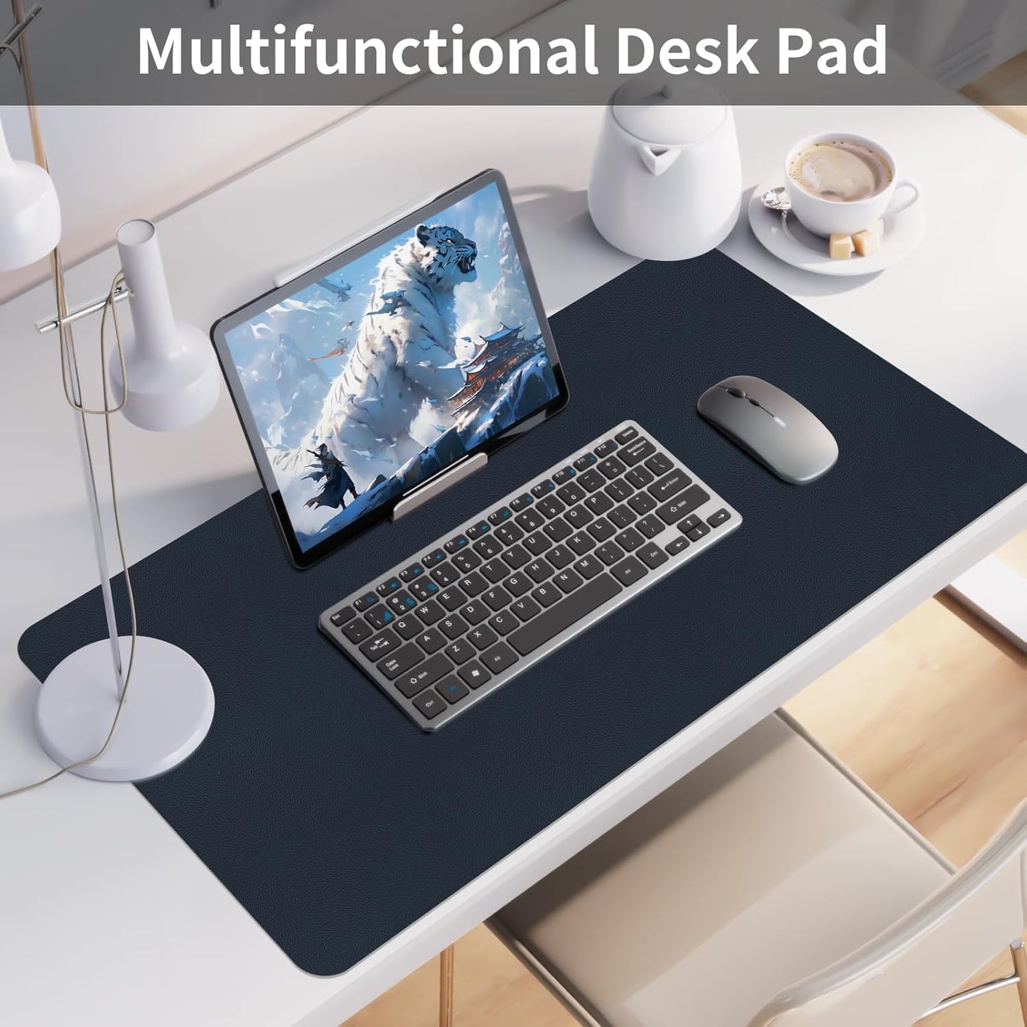 Bloss Leather Desk Pad and Keyboard Wrist Rest, Large Mouse Pad + Keyboard Pad+Mouse Wrist Support, Non-Slip Desk Mat Protector for Office, Home(31.5×15.7 Inches,Beige)