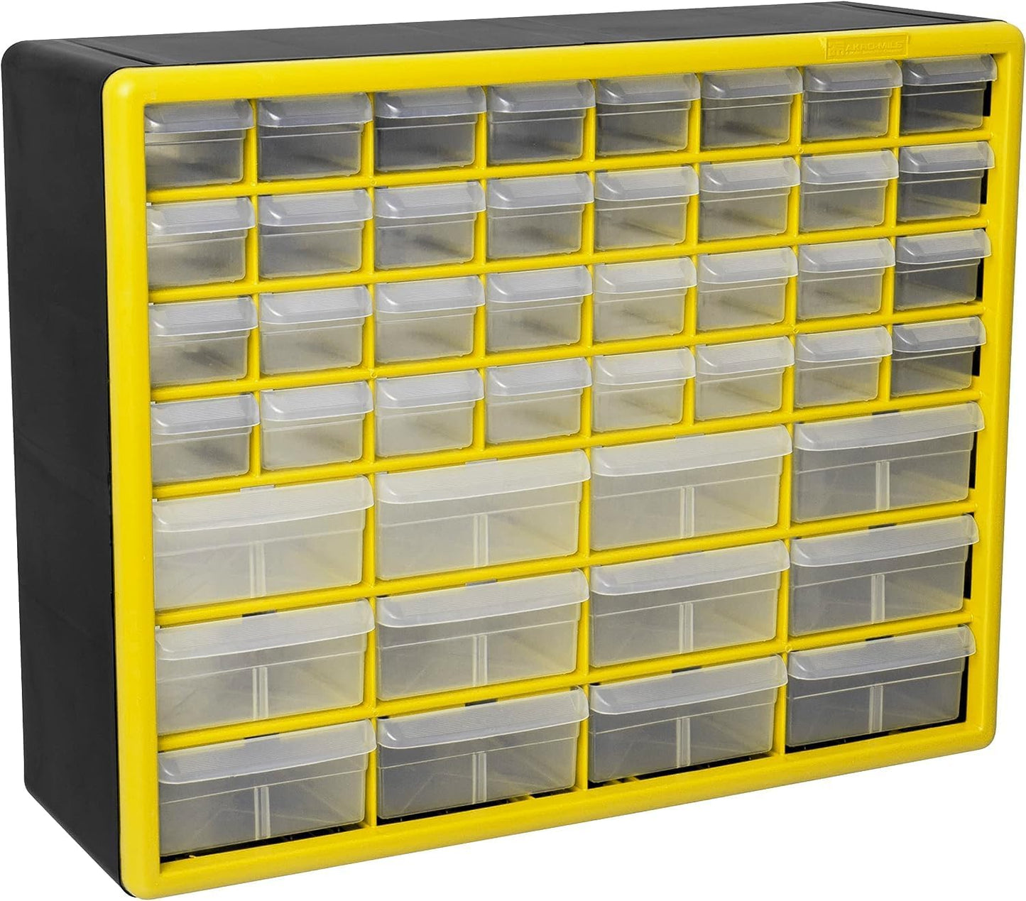 Akro-Mils 24-Drawer Plastic Drawer Storage Cabinet for Garage Organization, Bead Organizer, Building Bricks Storage, Teacher Toolbox, Makeup Organizer, 20" W x 6" D x 16" H, 10124 Black