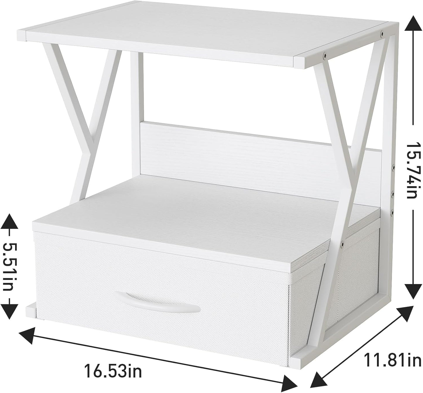 aboxoo Printer Stand for Desk with Storage Drawer, 2 Tier Desktop Or UnderDesk Shelf, Multi-Purpose Desk Organizer for Home Office, fit Fax Machine/3D Printer/Scanner, Rustic Brown