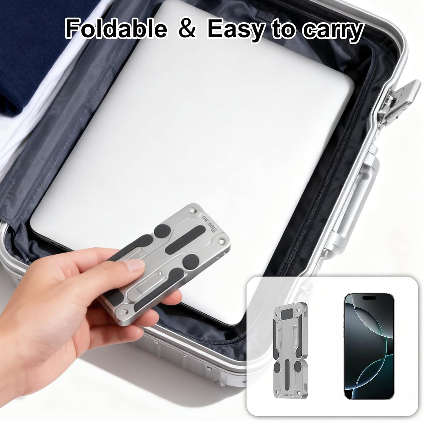 Laptop Stand for Desk, Ergonomic Portable Laptop Stand, Riser Holder Notebook Stands, Foldable Aluminum Computer Stand with Air, Pro, More 10-16” Laptops, Tablets, Phone